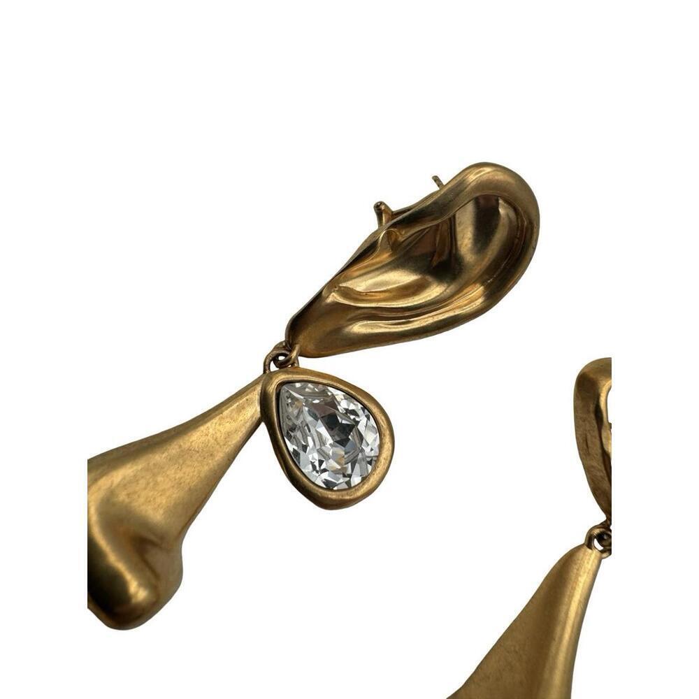 Schiaparelli Signed Anatomy Dangle Earrings Gold Plated Brass - Picture 4 of 8